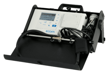 Mobiles Kompaktmessgerät der Marke ecom für die Messung an Gasheizungen