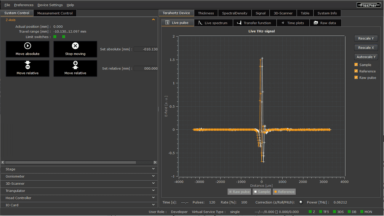 Receive your terahertz raw data stream in real time.