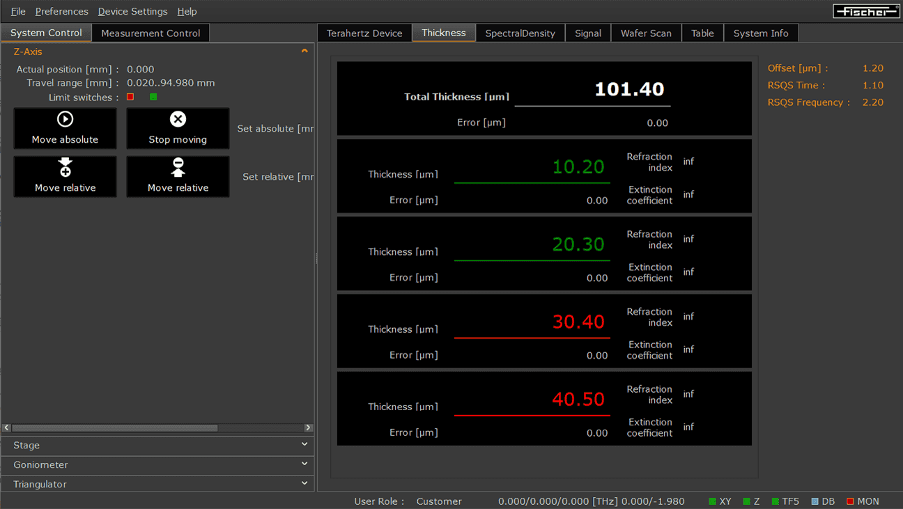 If the tolerance limits are exceeded or undercut, the measured values are visibly displayed in red.