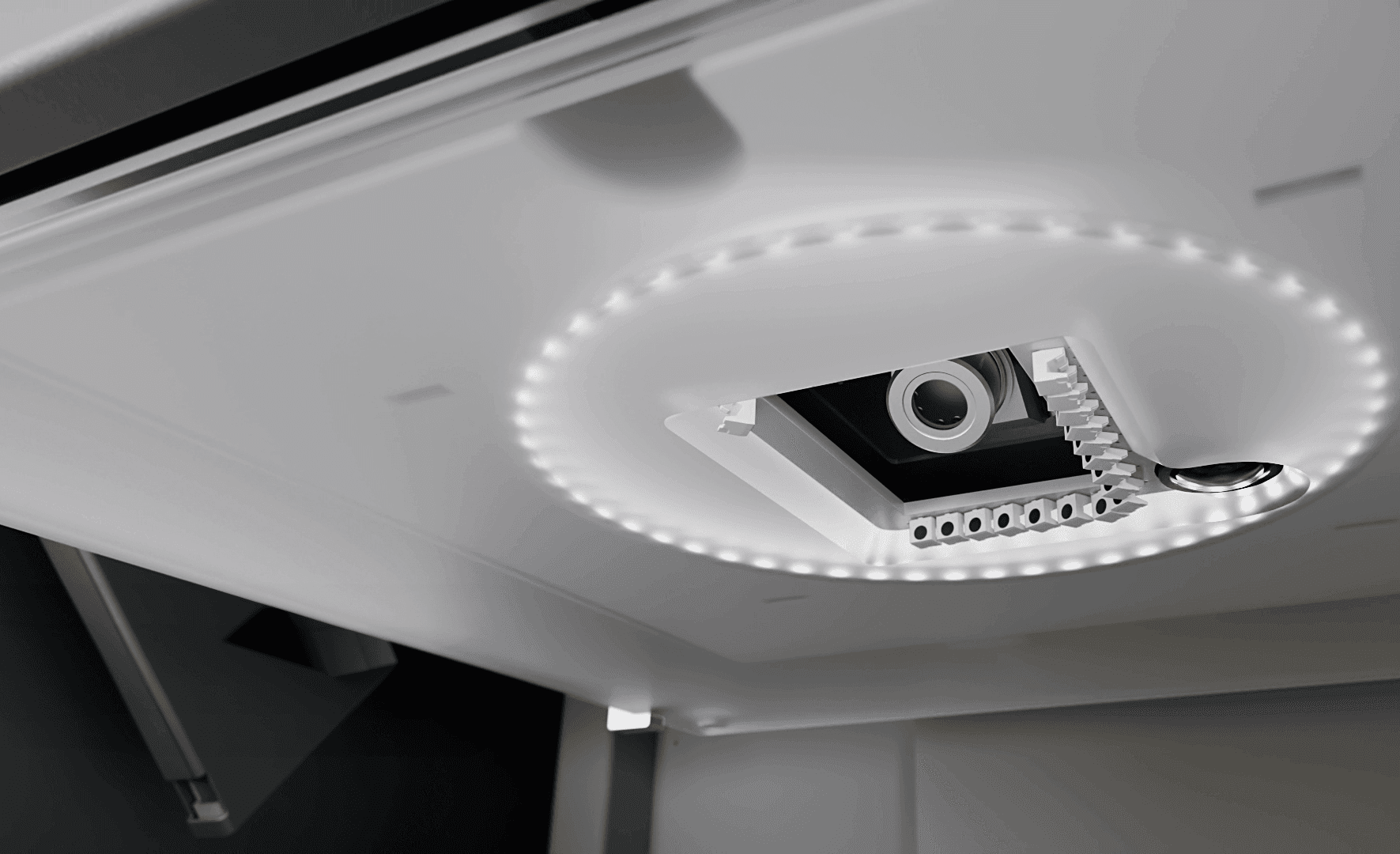 Detail camera with multi-zone LED lighting: optimum illumination for all sample surfaces (matt, glossy, reflective).